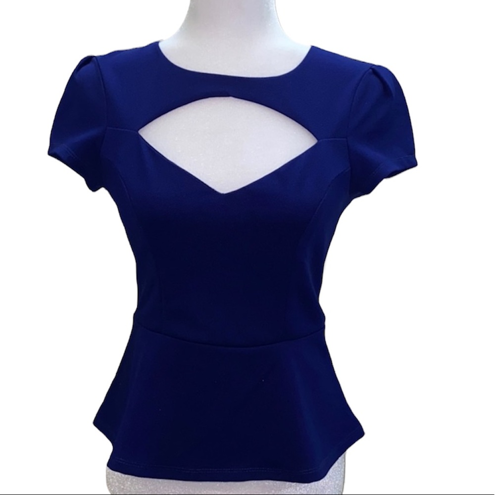 Seduction cut out peplum zippered top blouse shirt